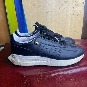 Black Leather Adidas Platform Sneakers Size 9